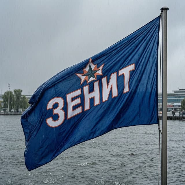 Флаг Зенит в дождь