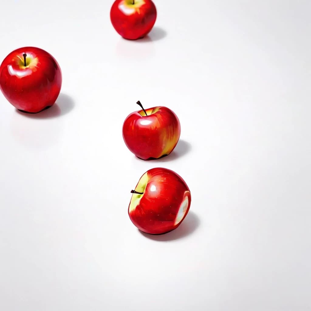 a red apple on a white table