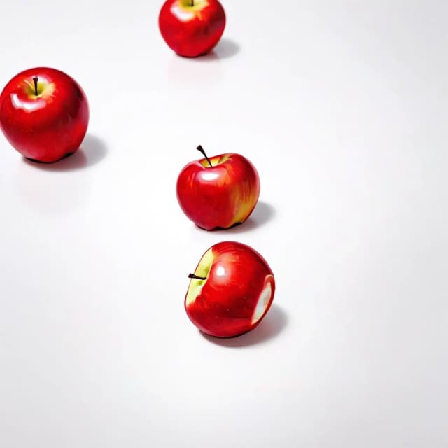 a red apple on a white table