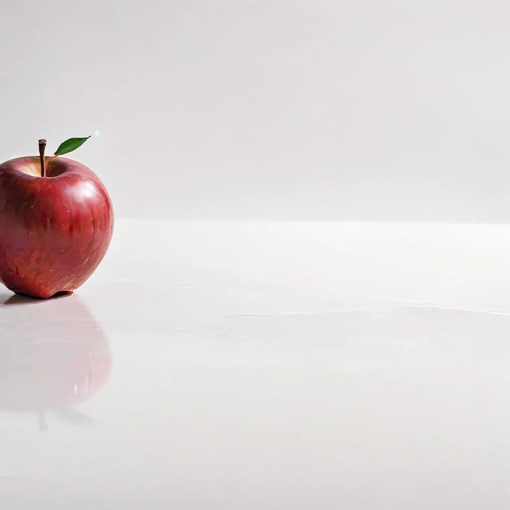 a red apple on a white table