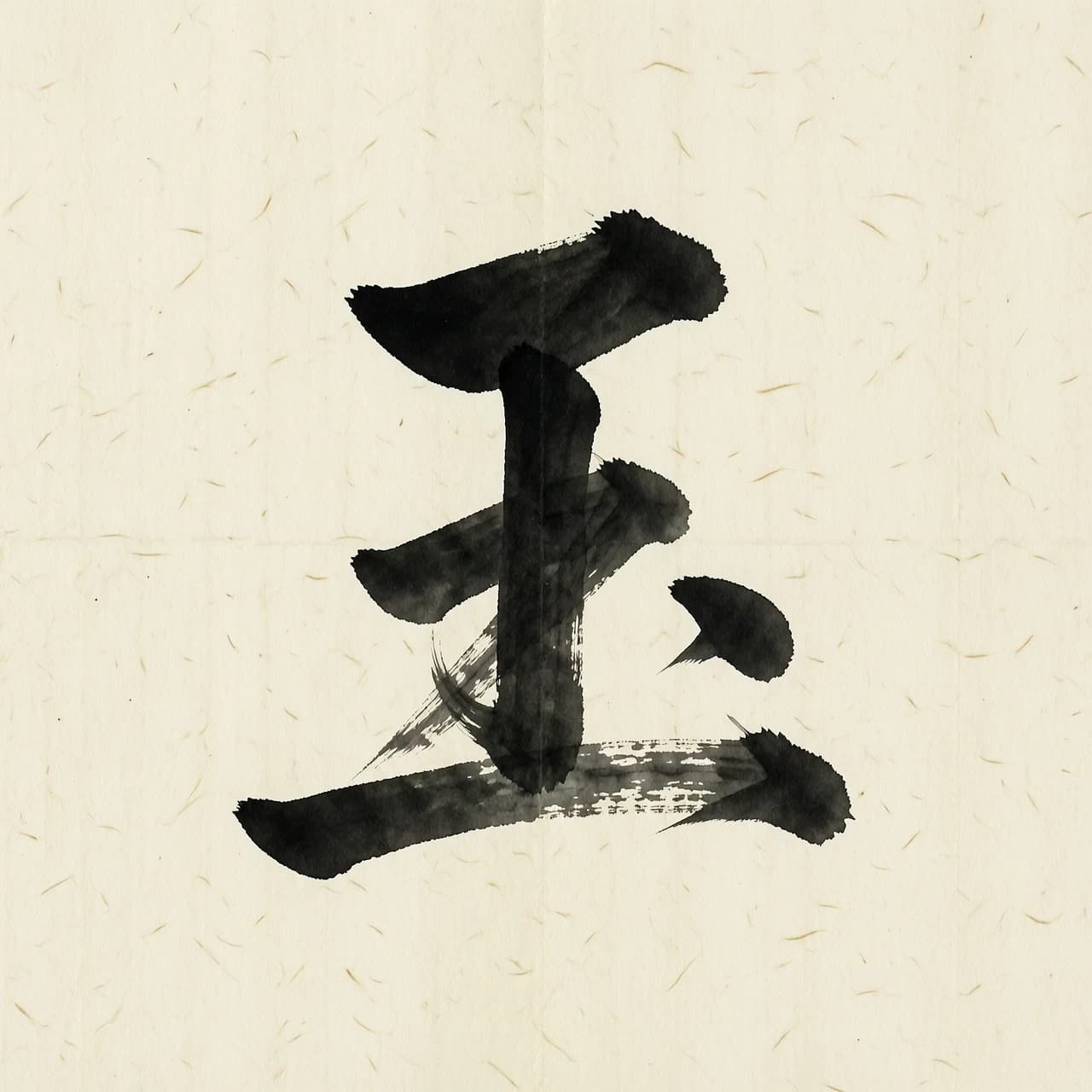 Single Chinese character 玉 (yù) in traditional ink style, texture of rice paper visible on the strokes but background fully transparent, high resolution 2000×2000 px, PNG with transparency, no extra elements, soft contrast, elegant calligraphy.