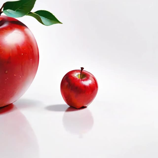 a red apple on a white table