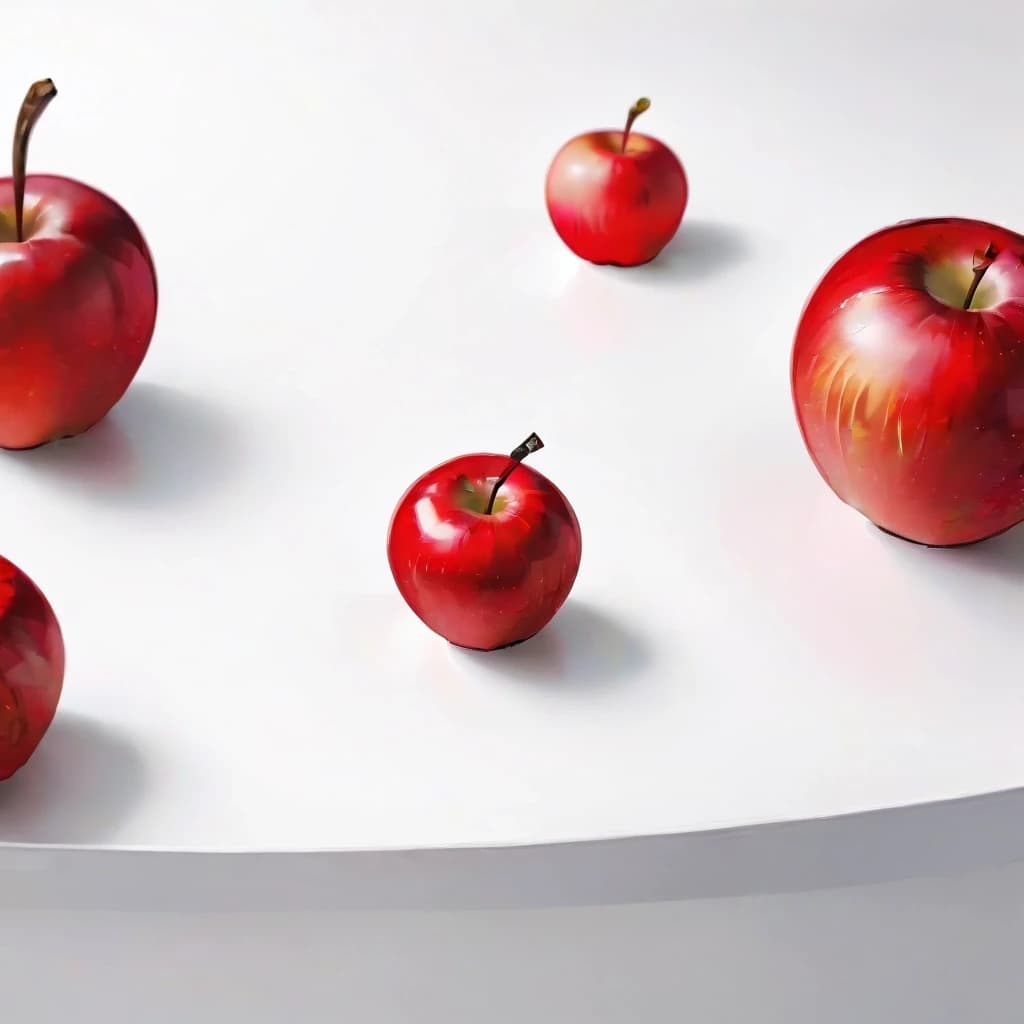 a red apple on a white table