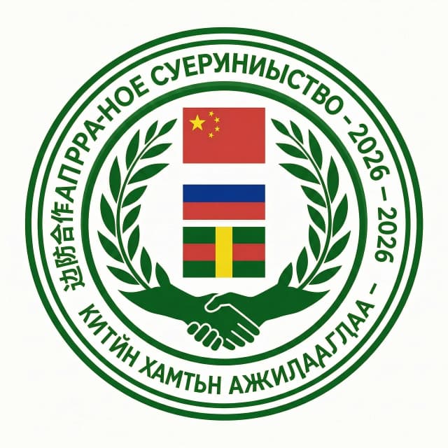 Файл №1: Краткий бриф (Executive Summary)
Проект: Логотип «Пограничное сотрудничество – 2026»
Формат: Идеальный круг на прозрачном фоне.
Стиль: Flat Design / Minimalism 2D.

Элемент	Технические требования
Обрамление	Двойная обводка сплошными линиями #008000 (Pantone 349 C). Белый фон внутри (#FFFFFF).
Текст верхний	Внутри двойной обводки (дуга 10–2 часа): «ПОГРАНИЧНОЕ СОТРУДНИЧЕСТВО - 2026», темно-зеленый (#006400 / P 553 C).
Текст левый	Китайский «边防合作 – 2026» (7–8 часов), внутри колец.
Текст правый	Монгольский «ХИЛИЙН ХАМТЫН АЖИЛЛАГАА – 2026» (4–5 часа), внутри колец.
Центр (слева направо)	Флаг КНР — Флаг РФ — Флаг Монголии (вертикально).
Над флагами	Две симметричные стилизованные ветви от краев к центру.
Под флагами	Рукопожатие темно-зеленым цветом без градиентов.
Финал	Тексты переведены в кривые. Слои: Рамка / Текст / Центр. Экспорт: SVG, PNG (300 DPI, 2000 px), PDF/X-4.
Файл №2: Паспорт логотипа (Logo Specification Sheet)
Документ для исполнителя (векторного дизайнера).

1. Цветовая модель (Solid Coated Pantone + HEX/RGB)
Зелень контуров рамки: Pantone 349 C | Web: #008000 | RGB(0, 128, 0).
Темно-зеленый текст/ветви/рукопожатие: Pantone 553 C | Web: #006400 | RGB(0, 100, 0).
Белый фон круга: Pure White | Web: #FFFFFF | RGB(255, 255, 255).
Флаги: Строгие вексиллологические цвета (Красный РФ — #EF3340 / P 193 C; Синий РФ — #0033AD / P 286 C).
2. Композиционная сетка
Геометрия: Круг вписан в квадратную монтажную область.
Кольца: Два концентрических объекта Stroke зеленого цвета (#008000) толщиной по 4 pt каждый. Расстояние между ними — 8 pt.
Размещение текста: Все три языковые версии расположены строго во внутреннем пространстве белого поля между двумя зелеными кольцами.
Безопасная зона (Clear Space): Высота двух зеленых колец должна оставаться свободной от других элементов со всех сторон логотипа.
3. Типографика
Шрифт: Рубленый гротеск (Grotesk), начертание Black/Bold (PT Sans Bold, Roboto Black, Arial Black).
Верхняя дуга: Выравнивание по базовой линии вдоль воображаемой окружности радиусом R-20pt (внутри внутреннего кольца).
Боковые секторы: Размещение текста по хордам соответствующих секторов (7–8 и 4–5 часов).
4. Вексиллологическая специфика (Критически важно)
Китай: Углы четырех малых звезд точно направлены лучом к центру большой звезды.
Россия: Полосы строго горизонтальны (белая-синяя-красная).
Монголия: Полотнище расположено вертикально. Элемент «соембо» не перевернут, его вершина направлена строго вверх относительно горизонта.
5. Декор (Ветви и рукопожатие)
Ветви: Симметричны относительно вертикальной оси, находятся НАД флагами. Выполнены заливкой темного зеленого (#006400) без внутренних прожилок (минимализм).
Рукопожатие: Упрощенная графика (силуэты кистей), цвет #006400. Расположено ПОД нижними точками древков флагов.
6. Стиль исполнения
Исключены тени, блики, градиенты, объемные эффекты (Bevel & Emboss) и режимы наложения слоев (кроме Normal). Только чистые заливки цветами из палитры.