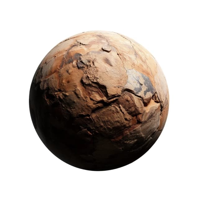 Award-winning professional photo on a perfect white background. A masterpiece, stunningly beautiful. A rocky planet resembling Earth, yet not Earth.