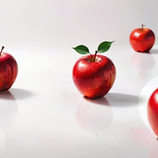 a red apple on a white table