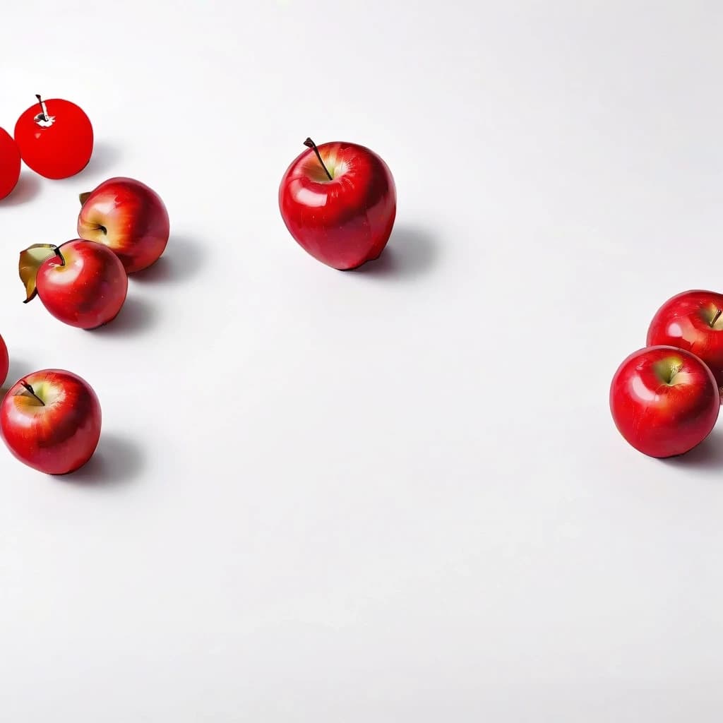 a red apple on a white table