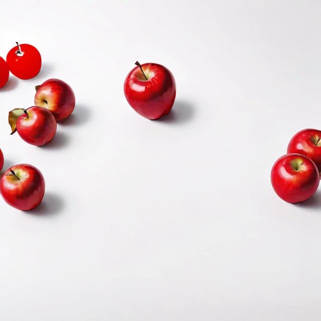 a red apple on a white table