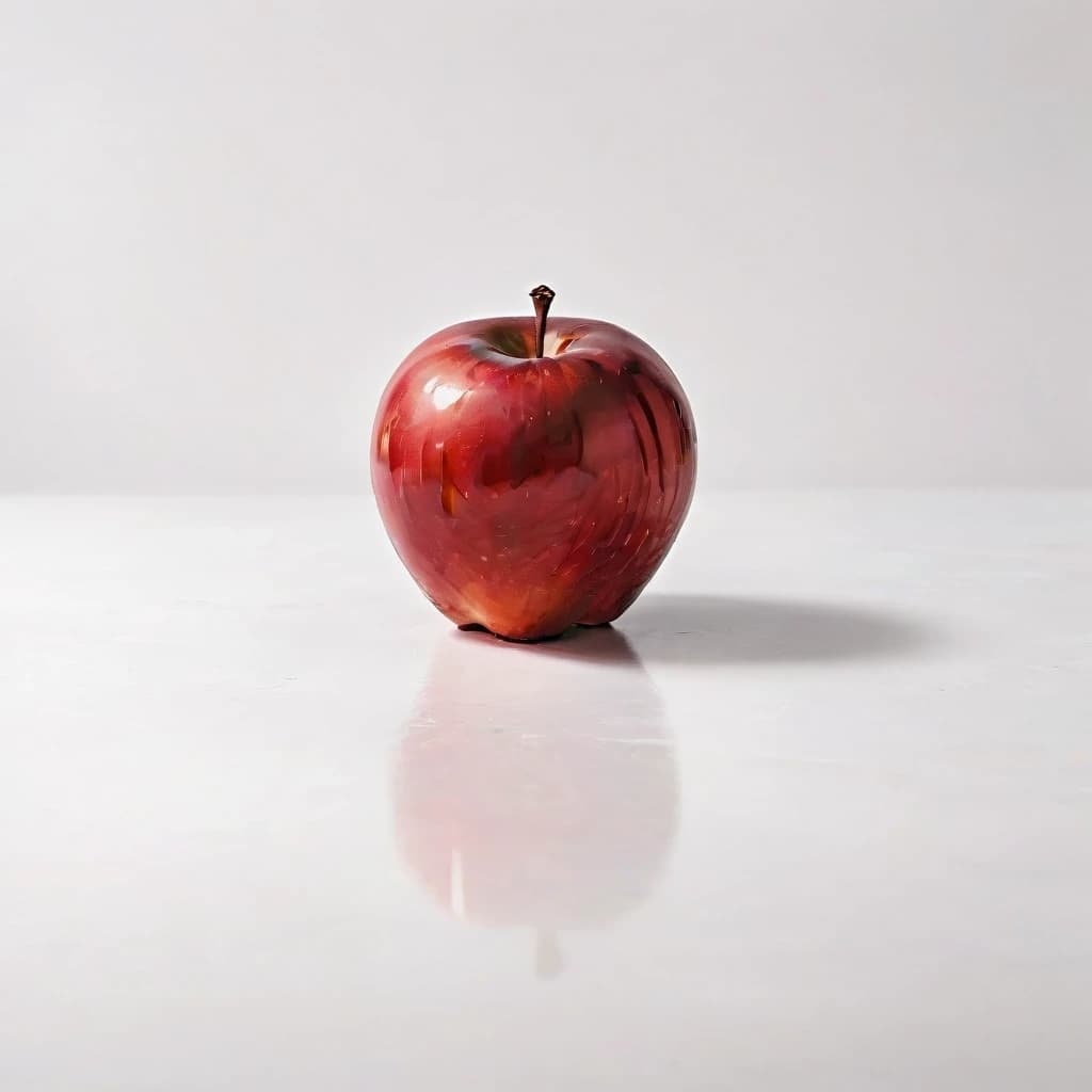a red apple on a white table