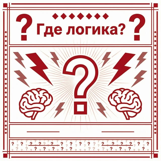 Шаблон грамоты для интеллектуально развлекательный программы "Где логика?" в красно белой цветовой гамме, с имволами вопросительный щнаки, мозг, молнии (смысл ломать голову) без подписей и надписей. Только картинка