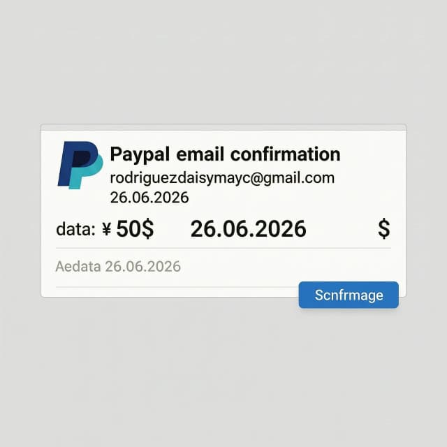 Paypal email confirmation по адресу rodriguezdaisymayc@gmail.com на сумму 50$ дата 26.06.2026