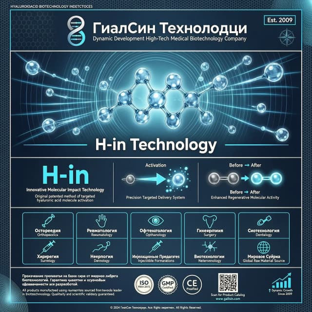 ГиалСин Технолоджи динамично развивающаяся компания,  которая специализируется на разработке, производстве и внедрении в медицину высококачественных инъекционных препаратов гиалуроновой кислоты.
Используя сырьё от мирового лидера биотехнологий, компания выпускает препараты для коррекции регенераторных процессов и восстановления локального тканевого гомеостаза, предназначенные для лечения остеоартроза и заболеваний, связанных с дистрофией соединительной ткани (изменением её структуры и функции) в травматологии, ревматологии, офтальмологии, гинекологии, хирургии, стоматологии, неврологии. Компанией разработана и внедрена инновационная оригинальная H-in технология воздействия на молекулы гиалуроновой кислоты.
