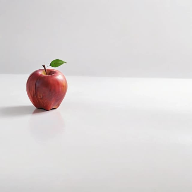a red apple on a white table