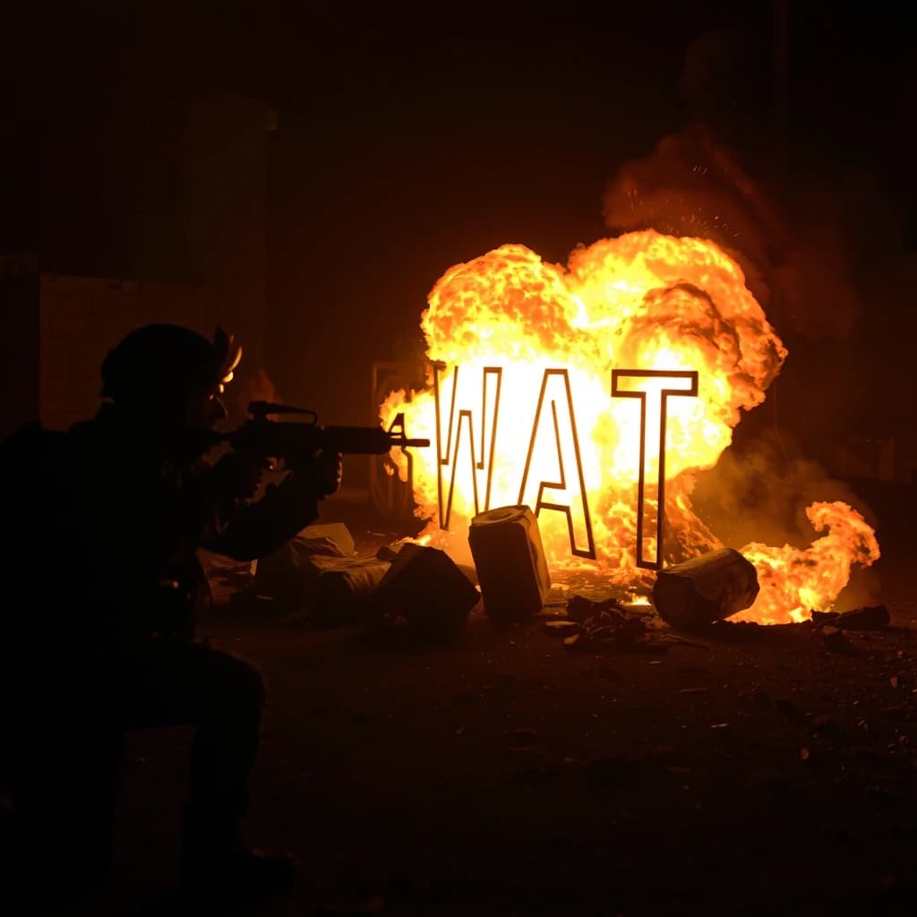 сделай картинку с надписью SWAT чтоб на заднем фоне был огонь