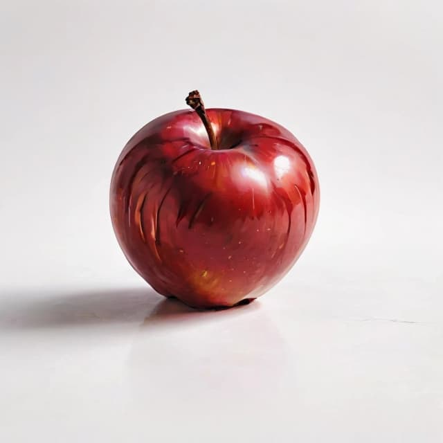 a red apple on a white table