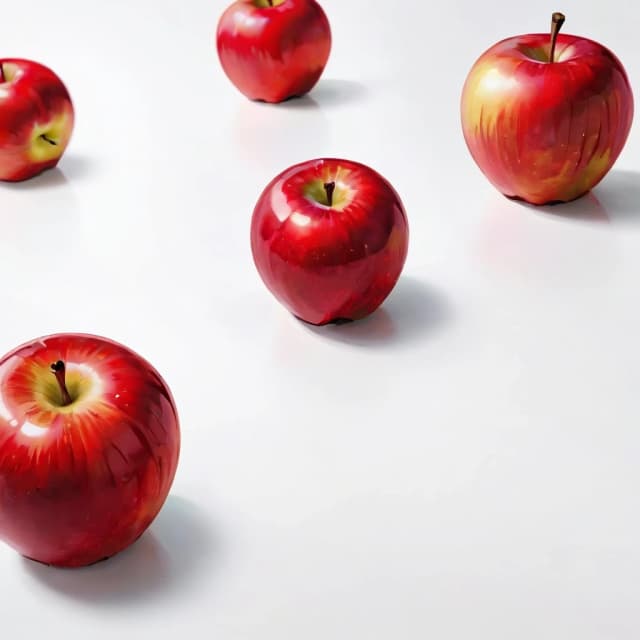 a red apple on a white table