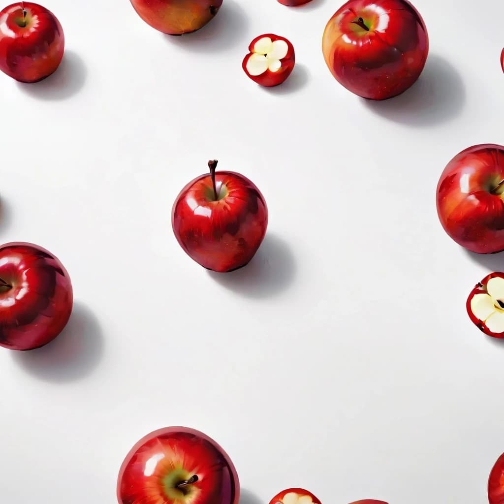a red apple on a white table