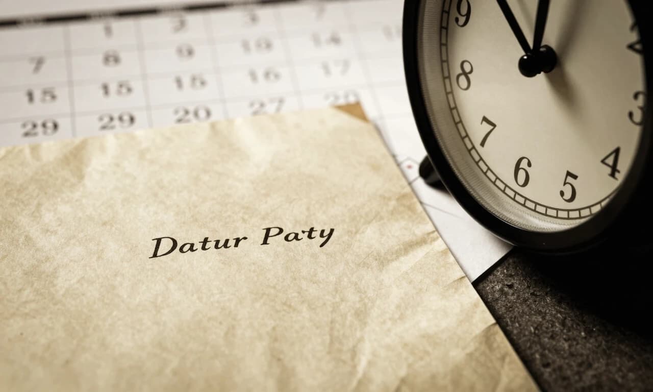 Close-up of dated letter next to ticking clock and calendar pages, tension concept, dramatic lighting, sepia