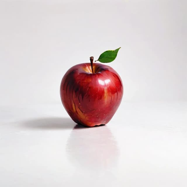 a red apple on a white table