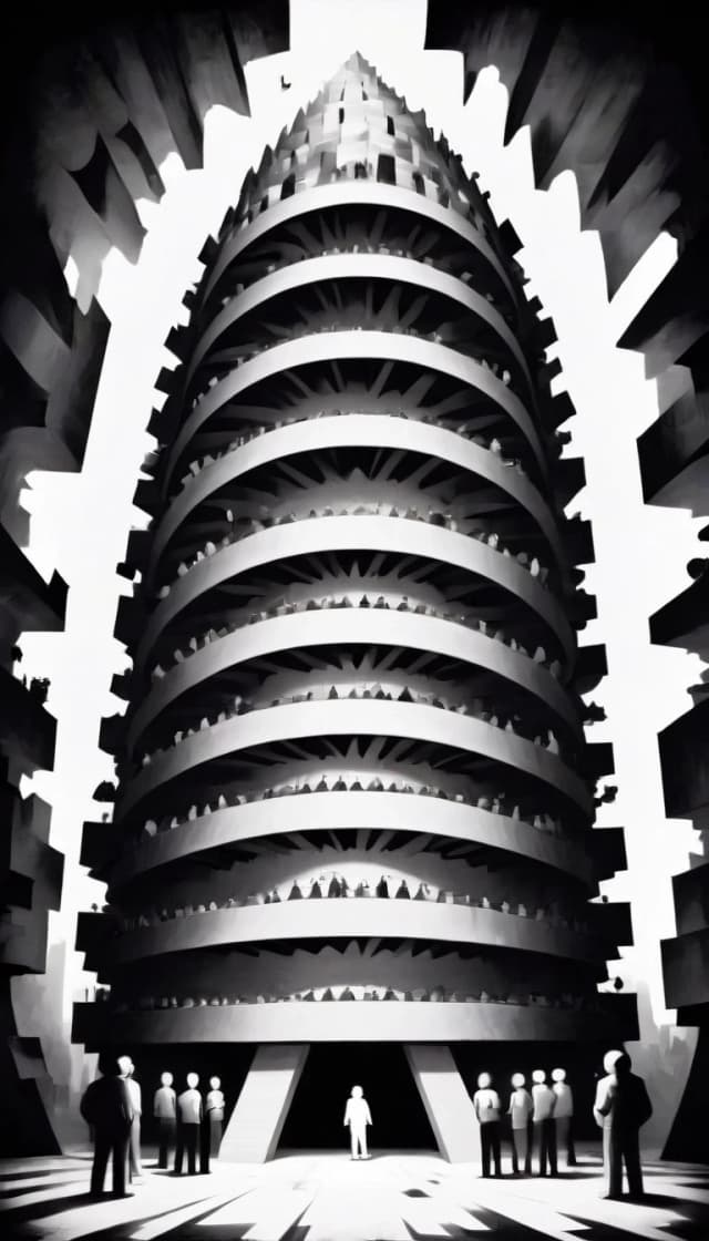 A psychosocial structure that doesn't exist but occupies space. Jagged, incomplete, humming at a frequency just below hearing. No color, only the idea