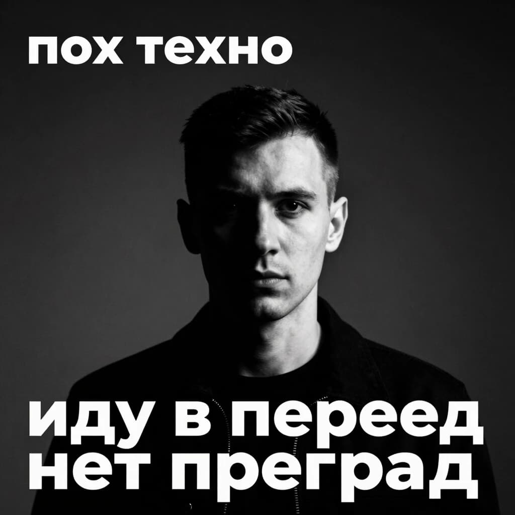 Обложка трека в стиле "пох техно". "иду в перед нет преград"