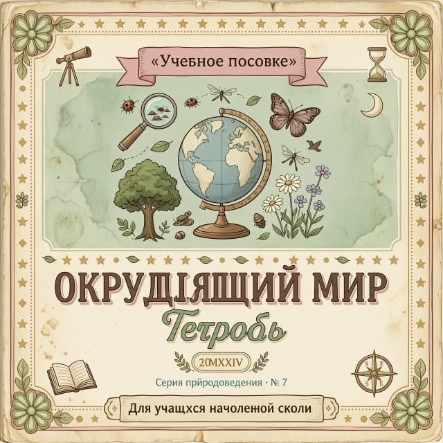 Обложку в винтажном стиле в пастельных тонах 
Тетрадь по окружающему миру