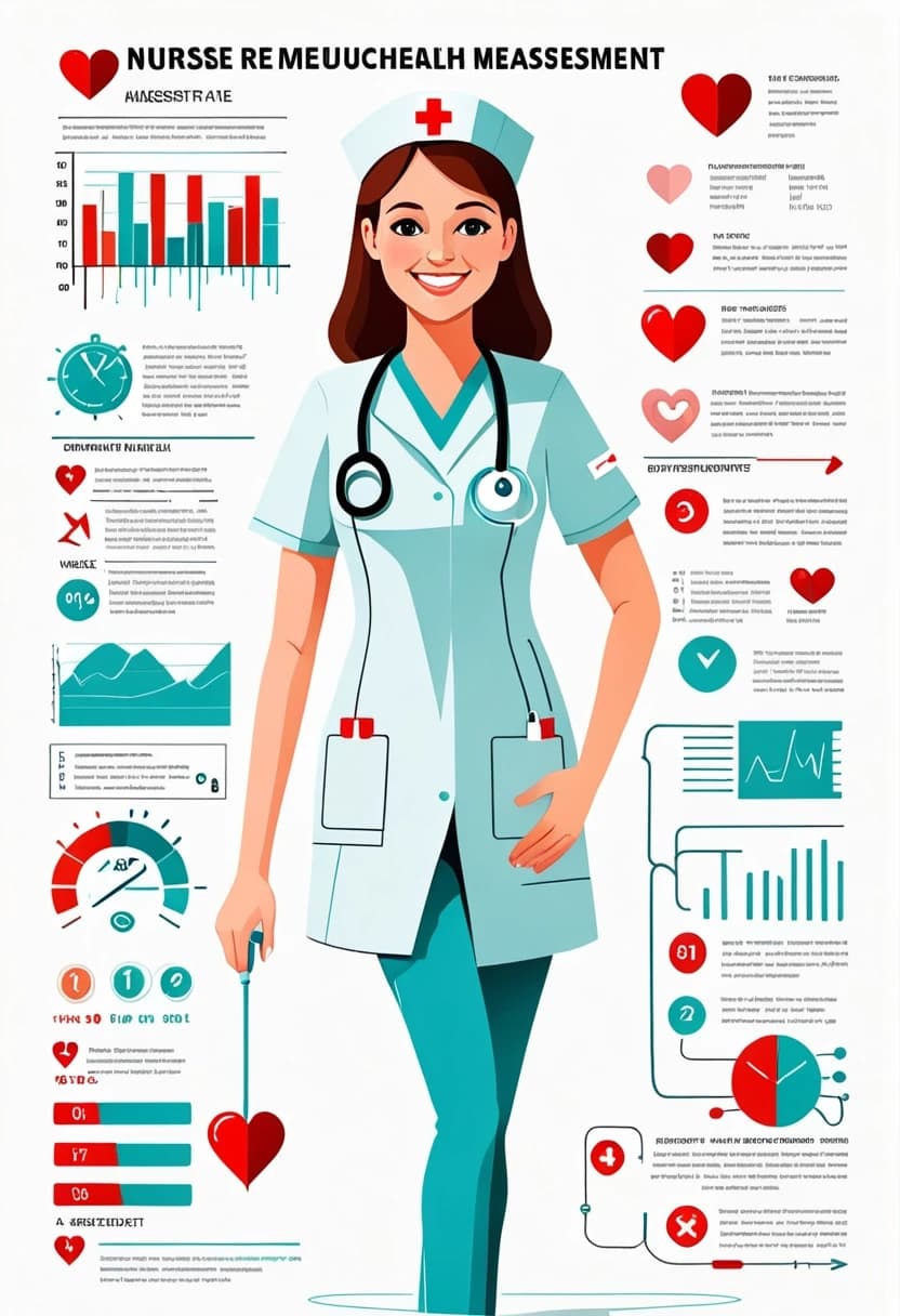 Professional vector graphics on a pristine white background.  realictic Nurse smiling, pressure measurement, heart health.
