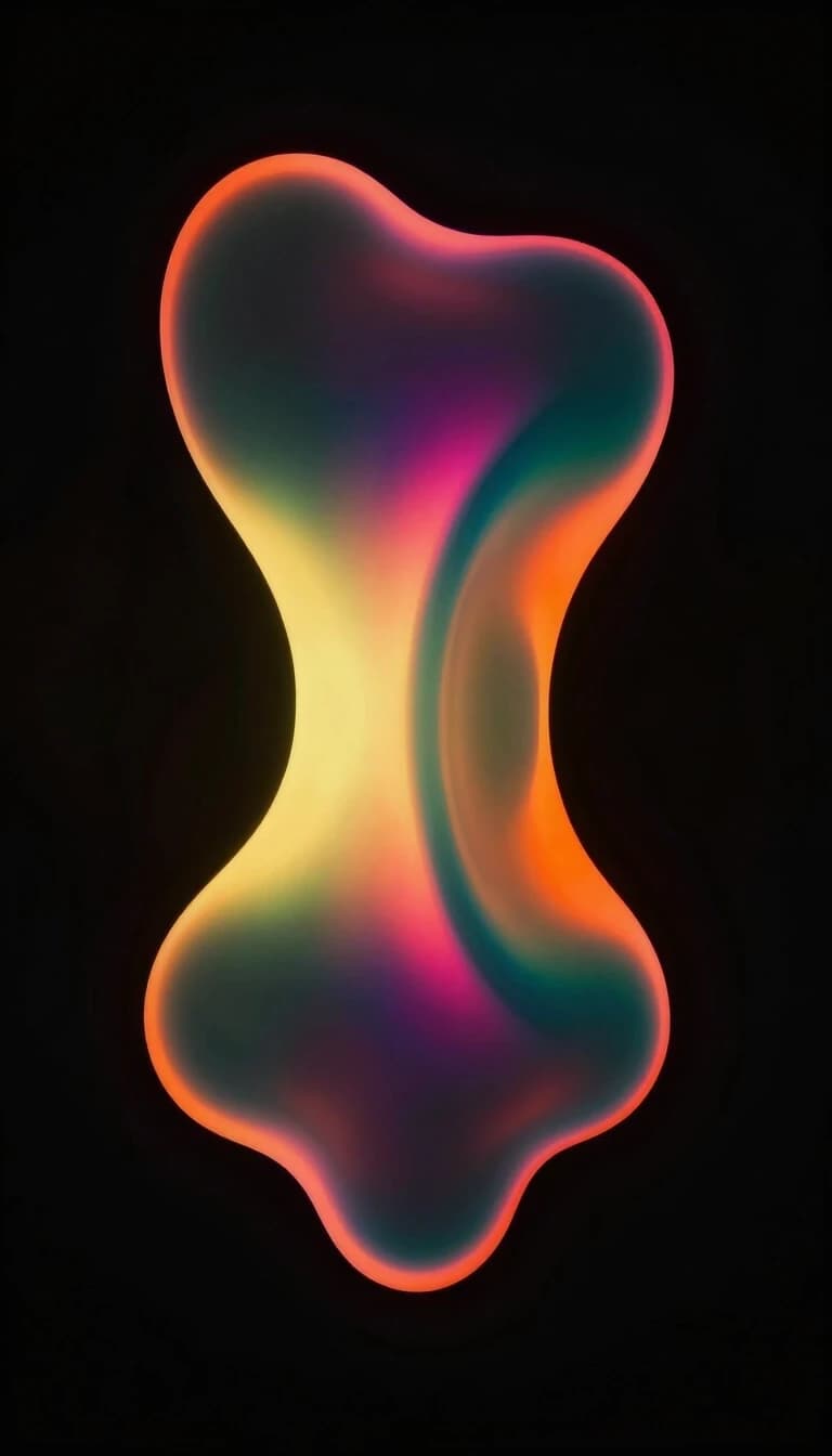 Conceptual art, optical illusion. A single ambiguous organic form floating in darkness — shape shifting between foreground and background. Intense saturated color, luminous glow from within. No patterns, no sharp geometry, only fluid depth and visual uncertainty. Minimalist, dreamlike, ultra-detailed, 8K.