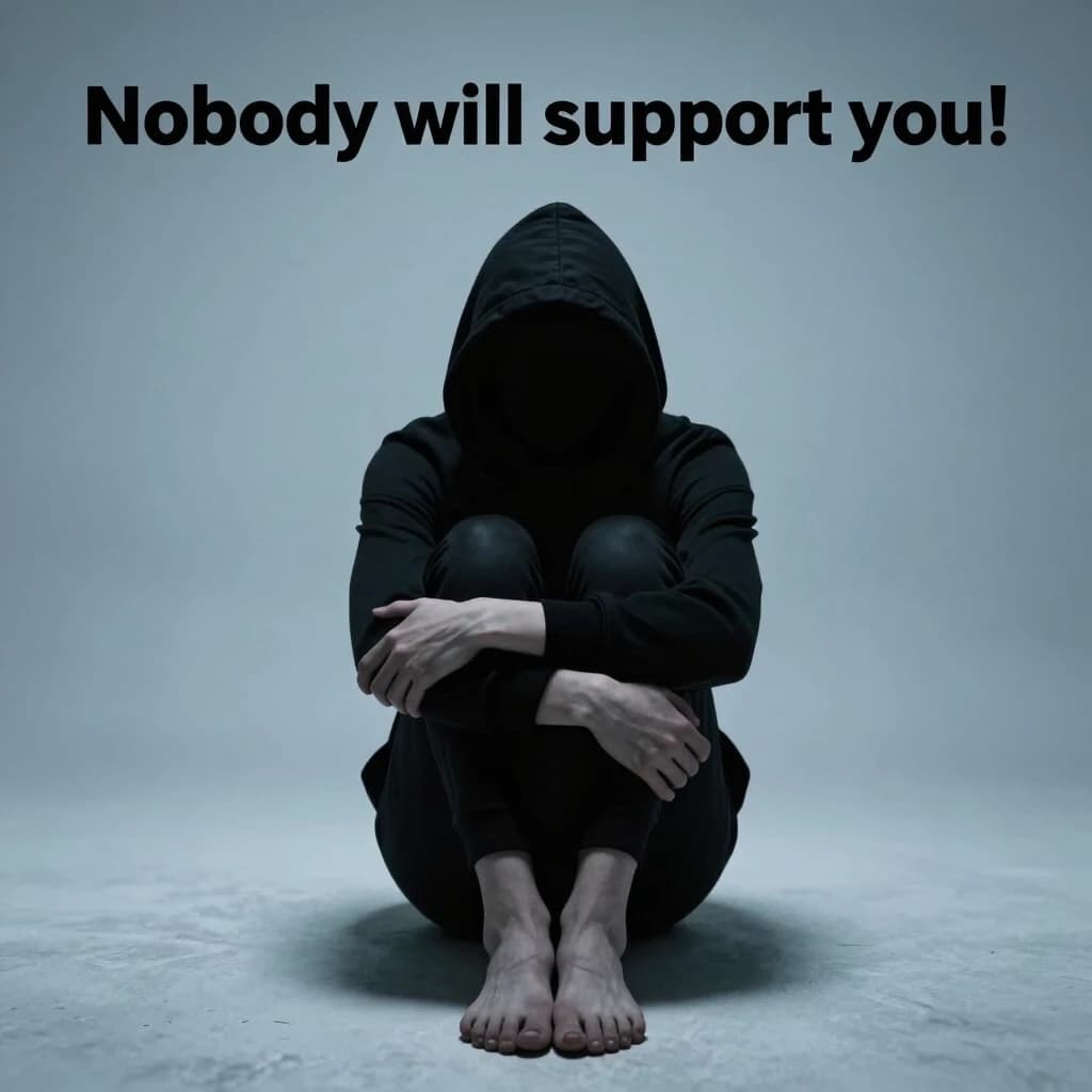 Cover for the track "Nobody will support you!". Music in the style of melodic techno. Hopelessness and sadness should be depicted