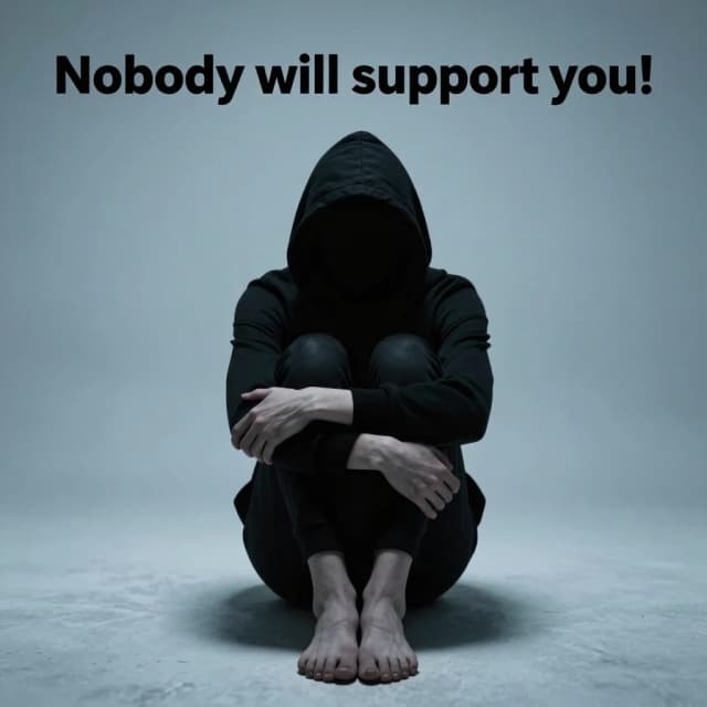 Cover for the track "Nobody will support you!". Music in the style of melodic techno. Hopelessness and sadness should be depicted