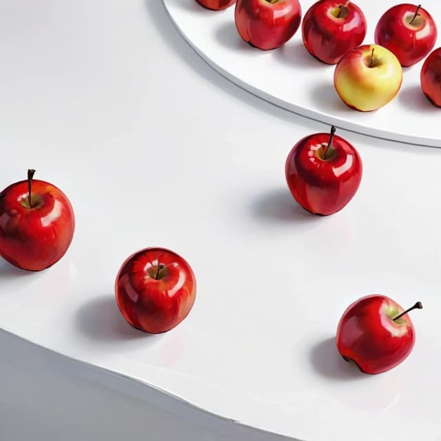 a red apple on a white table