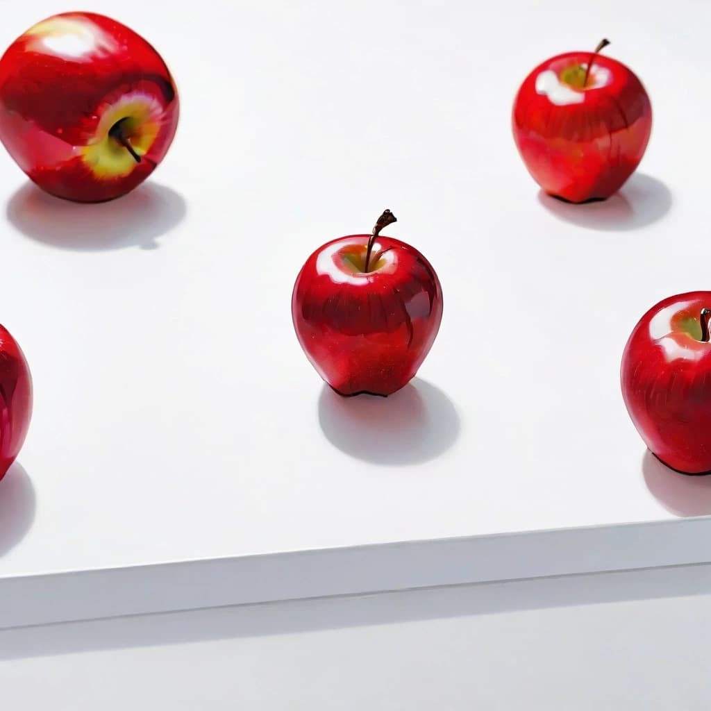 a red apple on a white table