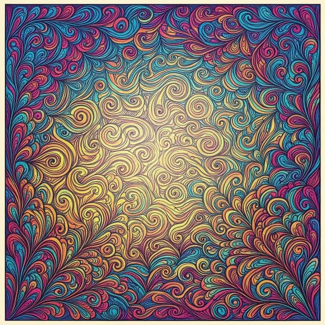 Vibrant colors and intricate textures breathe life into this captivating ink illustration, stirring deep emotions and inviting introspection with its enchanting allure.