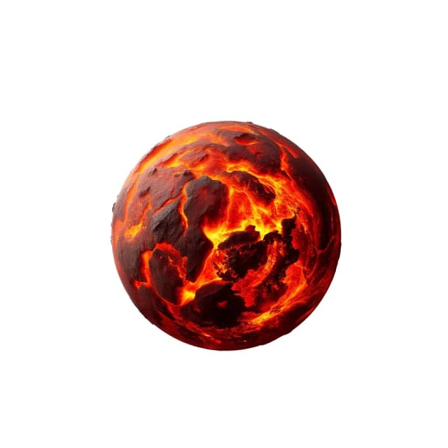 Award-winning professional photo on a pristine white background. A masterpiece, stunningly beautiful. A planet completely covered in molten lava.