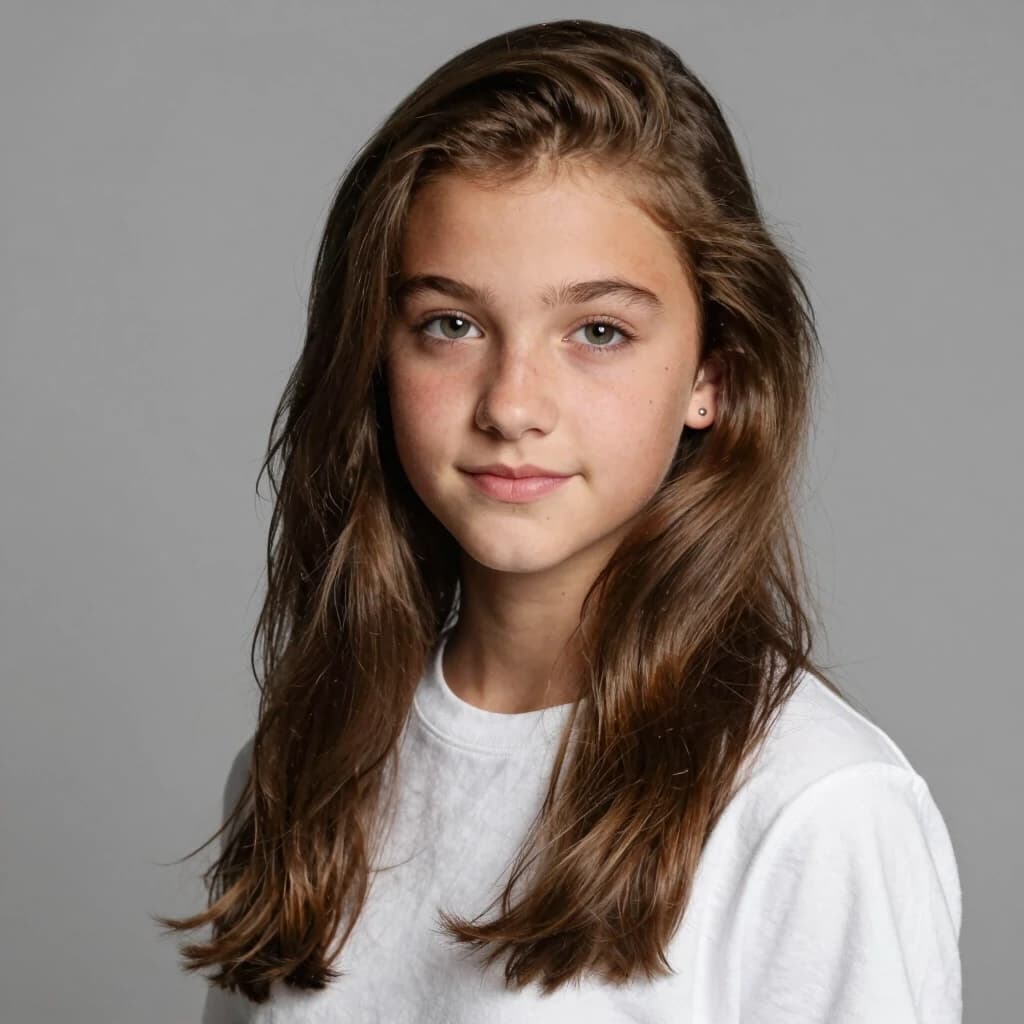 beautiful sixteen-year-old girl with brown hair