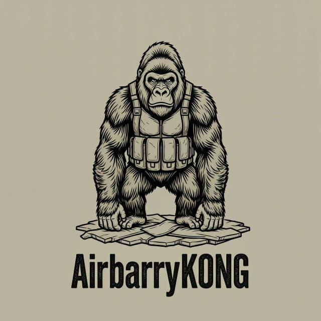 Горилла десантник с надписью внизу "AirborneKONG"
Ещё вариант создать