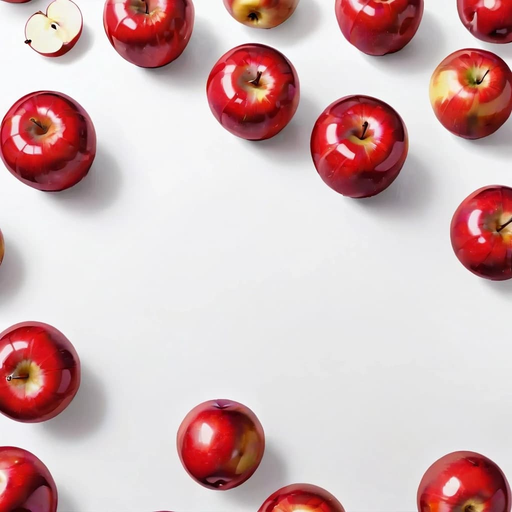a red apple on a white table