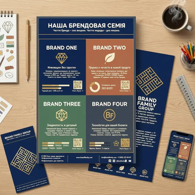 I have 4 brands with 4 different images. I want to create printed advertising material for clients where on the first page I want to place both the images and the necessary information about the brand. The material will be distributed to clients in the form of a flyer. Suggest more options.
