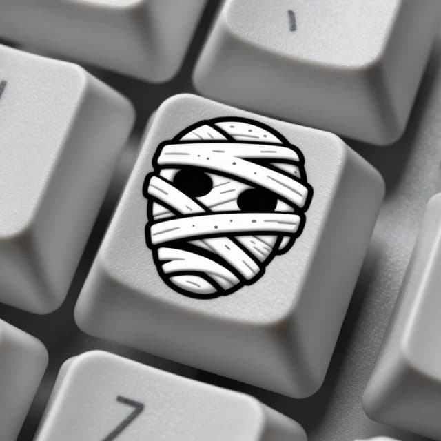 A mummy face keycap engraved all over the key in an enlarged size for the gaming keyboard