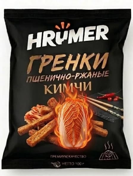 кочан капусты кимчи расположить вертикально между греками и палочками, весь кочан сделать с эффектом полыхания огнем от остроты, уменьшить количество огня, остальную композицию не менять