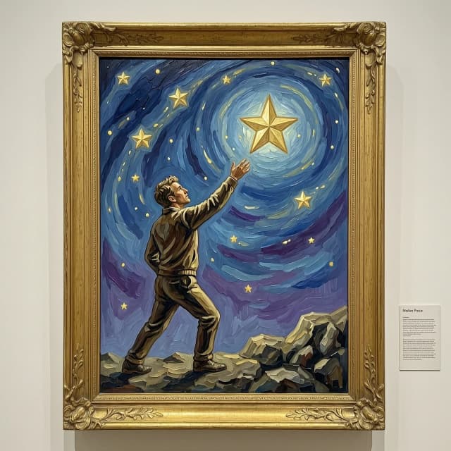 человек тянется к звезде картина