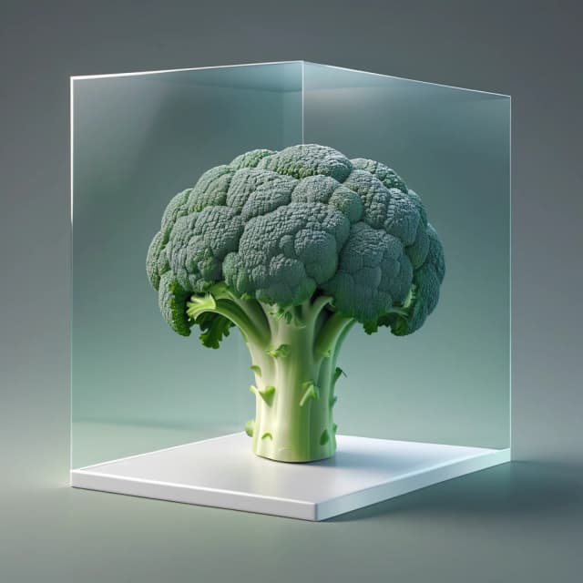 Объёмная 3D-иконка под углом 70 градусов,
Брокколи, прозрачный фон без дополнительных предметов,
реалистичный стиль, лёгкая мягкая тень под объектом,
в кадре только ингредиент, без текста, стиль псевдо зD под углом 70 градусов