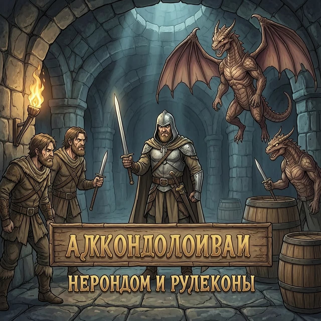 Алкоголиков в подземелье 
Рандомайзер и драконы 
Герой и рулетка с названиям герондом и рулеконы