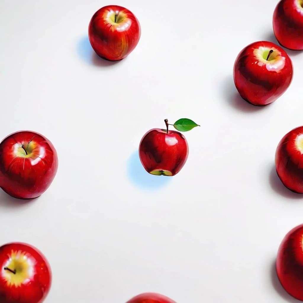 a red apple on a white table