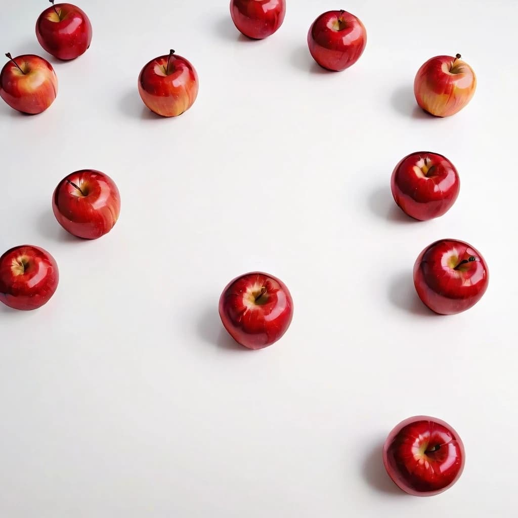a red apple on a white table