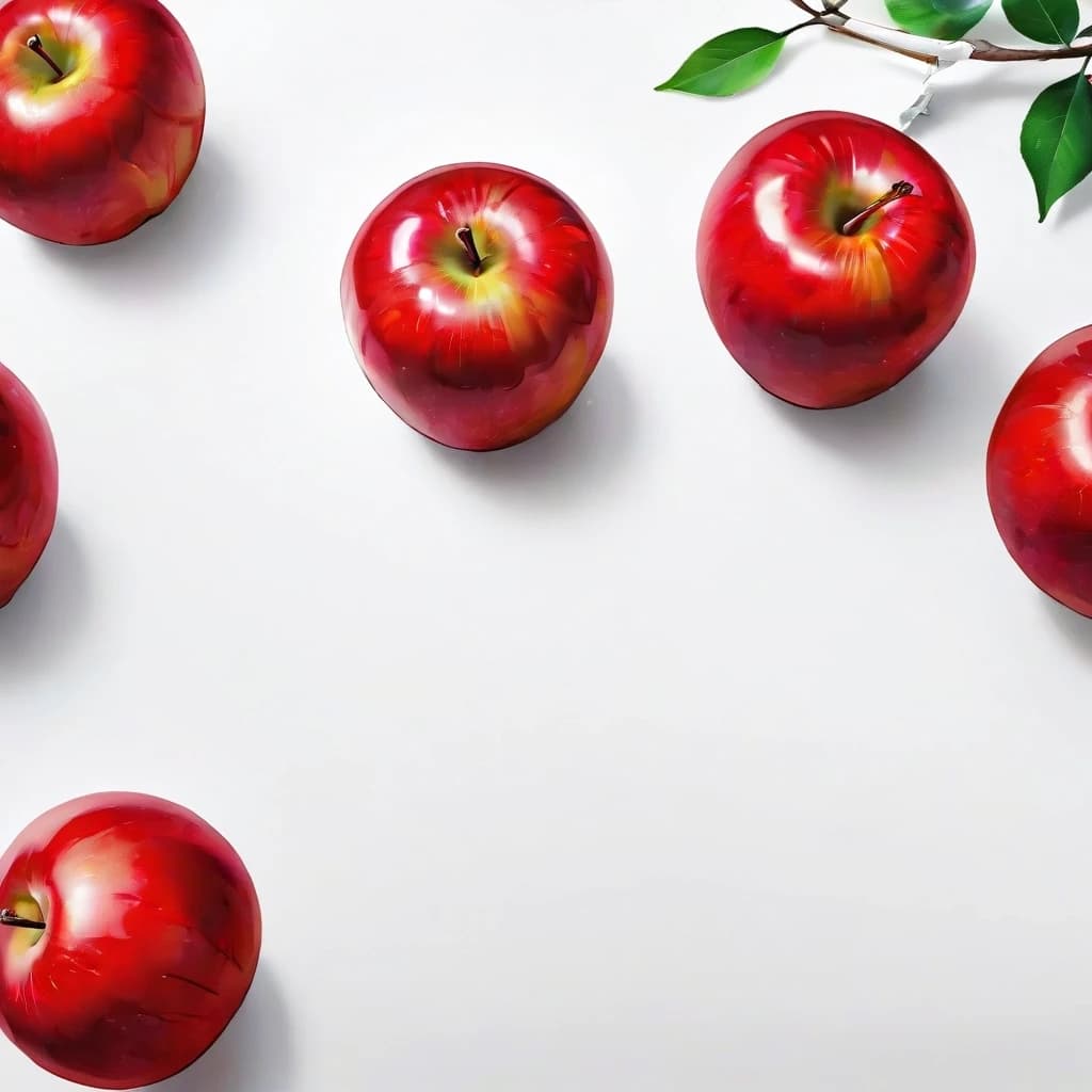a red apple on a white table