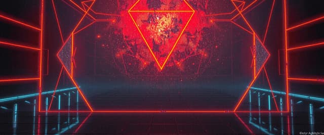 Futuristic sci-fi banner background, dark digital space, glowing neon orange and cyan geometric grid lines, Tron aesthetic, subtle tech particles, cinematic lighting, ultra-detailed, 8k, aspect ratio 16:9 --ar 16:9