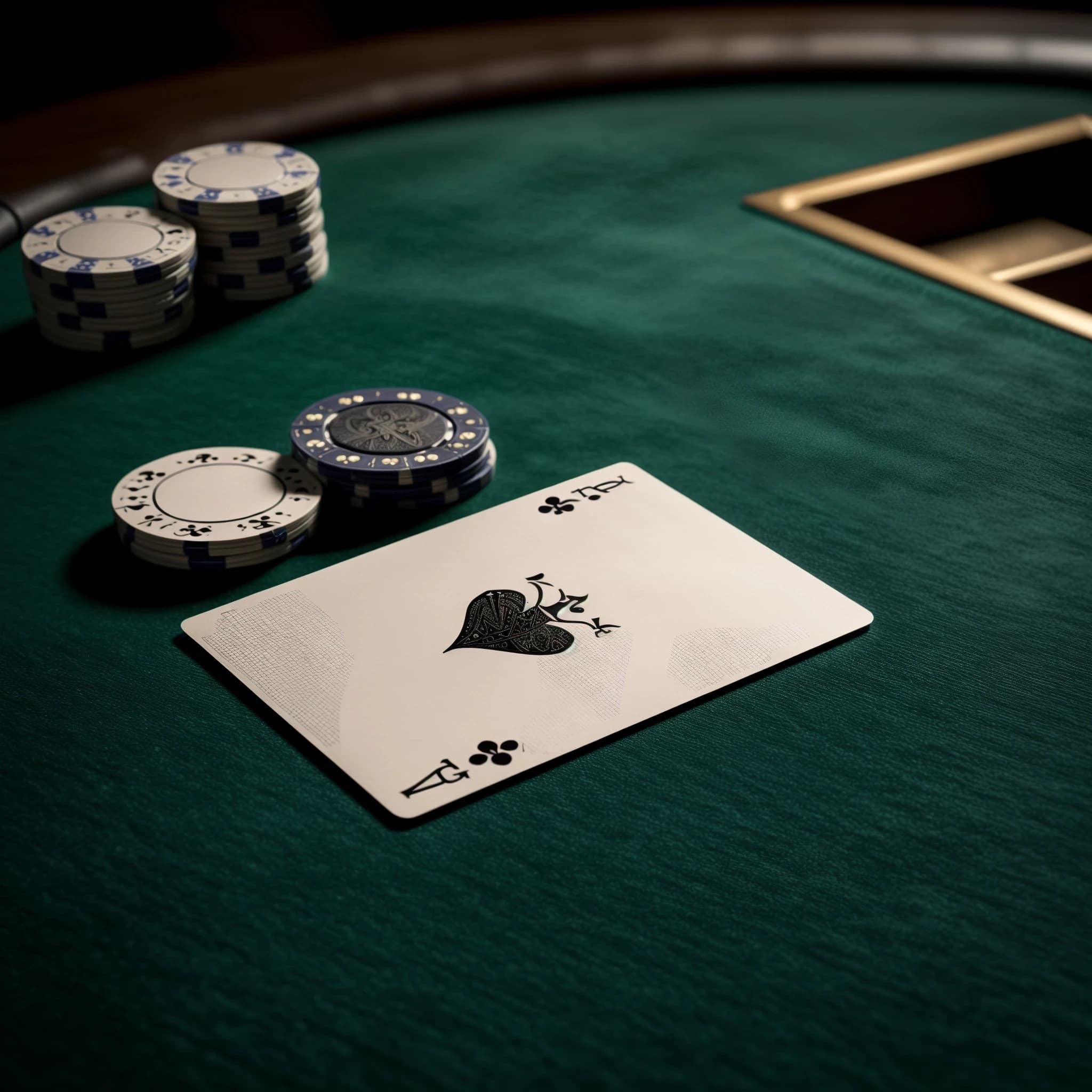 Premium A5 book cover for a detective thriller, vertical orientation. Cinematic realism, hyper-detailed photorealism. 

Composition: A macro close-up shot of a professional poker table covered in deep emerald-green felt. In the center, a single, slightly worn playing card—a "White King" without a suit, featuring a minimalist crown contour and an empty shield. The card is textured, with faint, handwritten script visible through the paper as light bleeds through it. Beside the card lie two or three high-end casino chips and a sharp, thin crack of light cutting through the darkness, like a focused spotlight. 

In the polished, dark reflection of the table's surface, there is a ghostly, sophisticated white masquerade mask and the blurred, bokeh lights of Monte Carlo. In the upper corner, subtly out of focus behind frosted glass, a small, elegant terrarium reveals the faint, non-grotesque silhouette of a scorpion. In the far distance, visible through a window, a magnificent, glowing modern cruise liner glides on the dark sea.

Atmosphere: Cold luxury, intellectual tension, and an impending sense of threat. A light haze hangs in the air with microscopic dust particles dancing in a single dramatic light beam.

Color Palette: Deep obsidian black, rich emerald green, polished gold, subtle blood-burgundy accents, and sharp silver highlights.

Typography (Russian language only):
Top: "АННА АРХАНГЕЛЬСКАЯ"
Королевский флеш:
СТАВКА МАГИСТРА