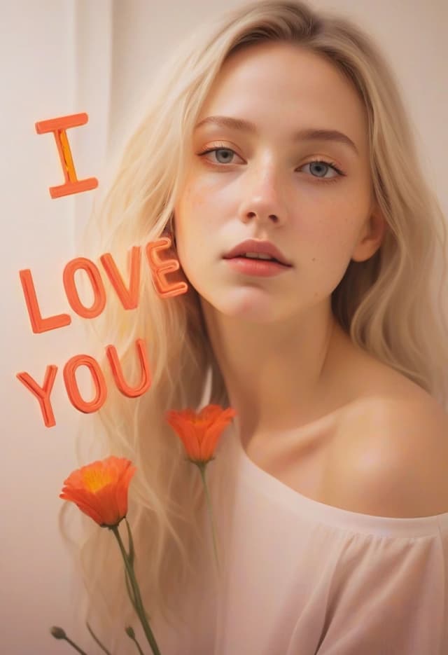 Hyper-realistic cinematic portrait of the girl, featuring a minimalist avant-garde aesthetic. The composition is defined by vast, clean negative spaces and a sophisticated low-density lighting scheme. A few sparse, elegant 8mm yellow LED neon lines act as delicate accents, tracing only the essential contours of the surrounding flowers in a bold, single continuous track layout. The neon glow is subtle and refined, creating a soft atmospheric bloom without overwhelming the scene. High-end fashion photography style, shot on 85mm lens, f/1.8, with deep depth of field. Lighting is a mix of soft chiaroscuro and precise neon accents, emphasizing texture and form. The mood is serene, luxurious, and futuristic. Perfect facial preservation with exquisite skin detail, sharp focus on the eyes, and a clean, high-fashion editorial finish.