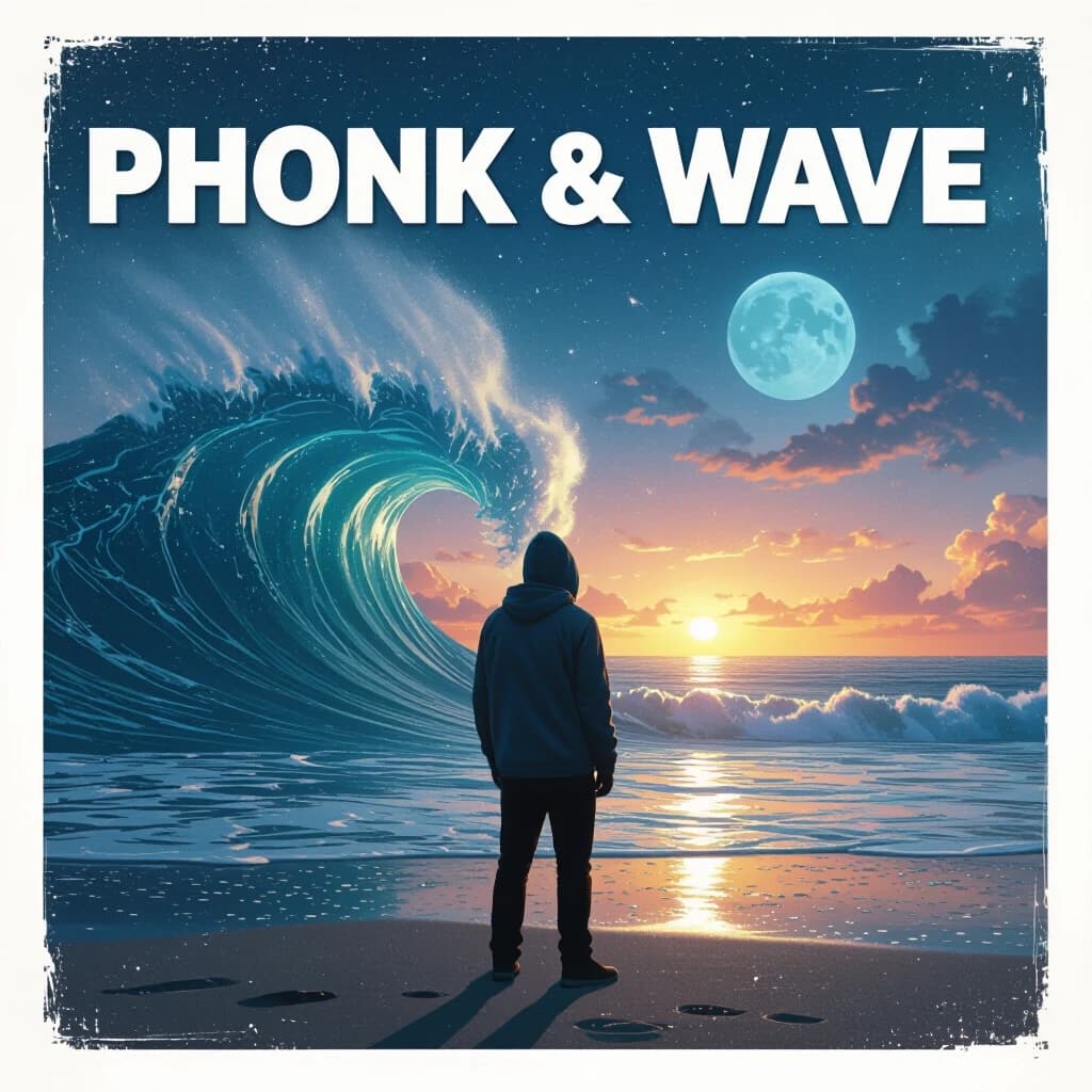 Создай обложку к альбому Phonk & Wave, в кинематографичном стиле